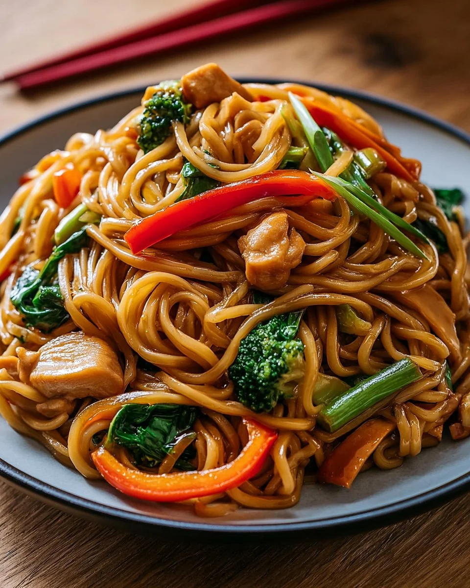 Chow Mein z warzywami i kurczakiem - łatwy przepis na 5 składników