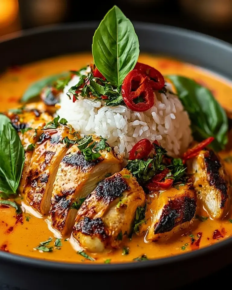 Tajskie miseczki z kurczakiem w kremowym sosie czerwonego curry