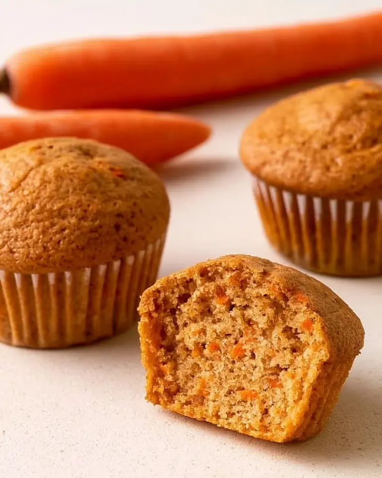Muffiny marchewkowe z mikrofalówki na talerzu.
