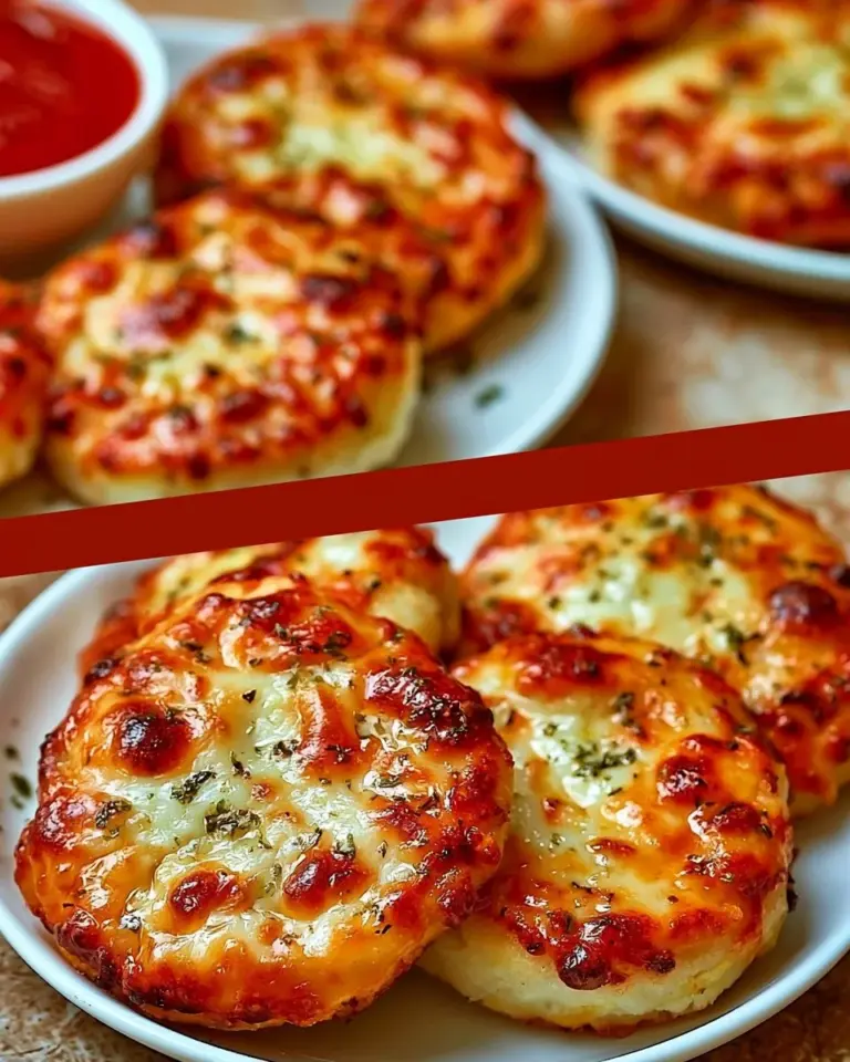 Pizzerinki na serku wiejskim na talerzu, apetyczne przekąski.