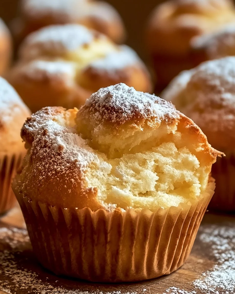 Puszyste muffinki twarogowe z budyniem na talerzu